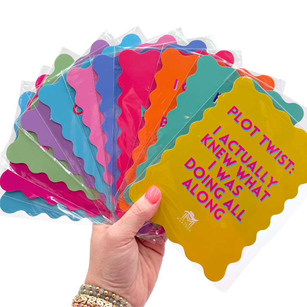 MAHJONG SHUFFLE CARD  |  Scalloped Edges & Bright Colors  |  Sized to Store with Mahjong League Cards: 09-BLUE- DONT LET FRIENDS SKIP