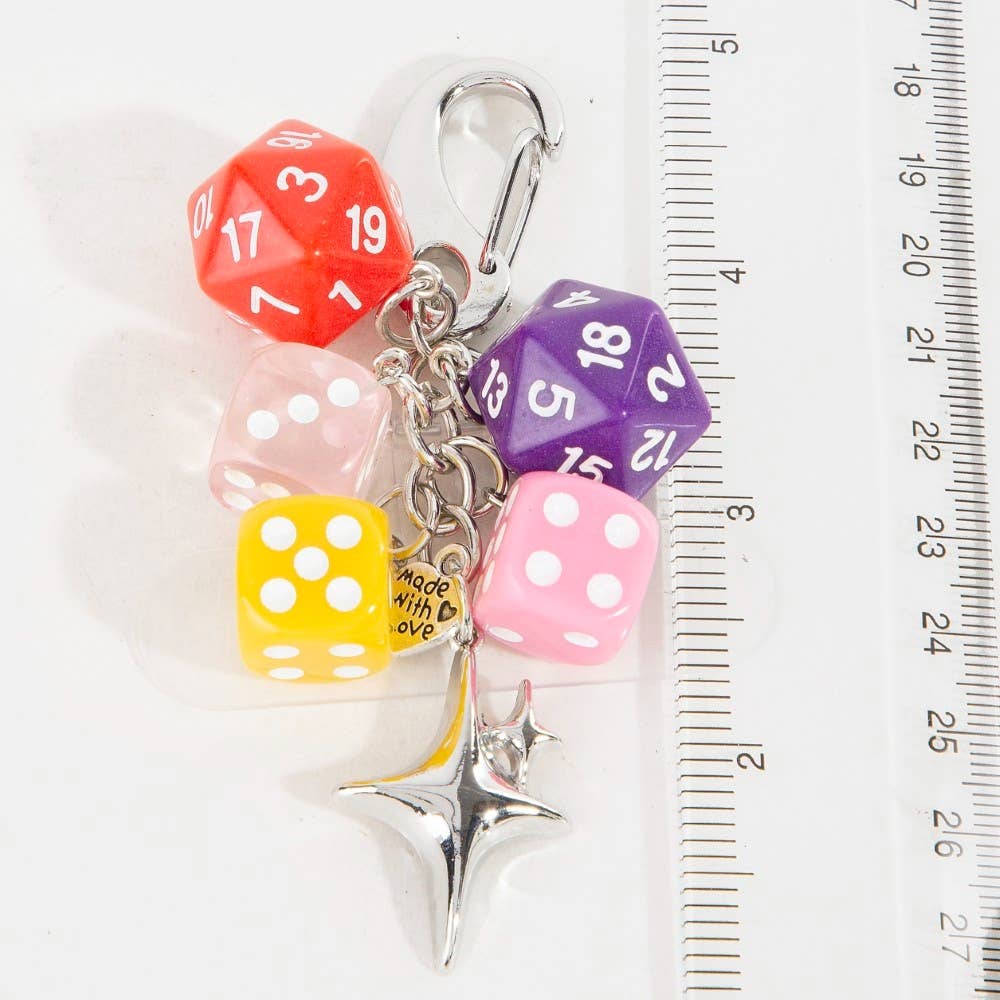 Dice And Star Chain Bag Charm: MUR
