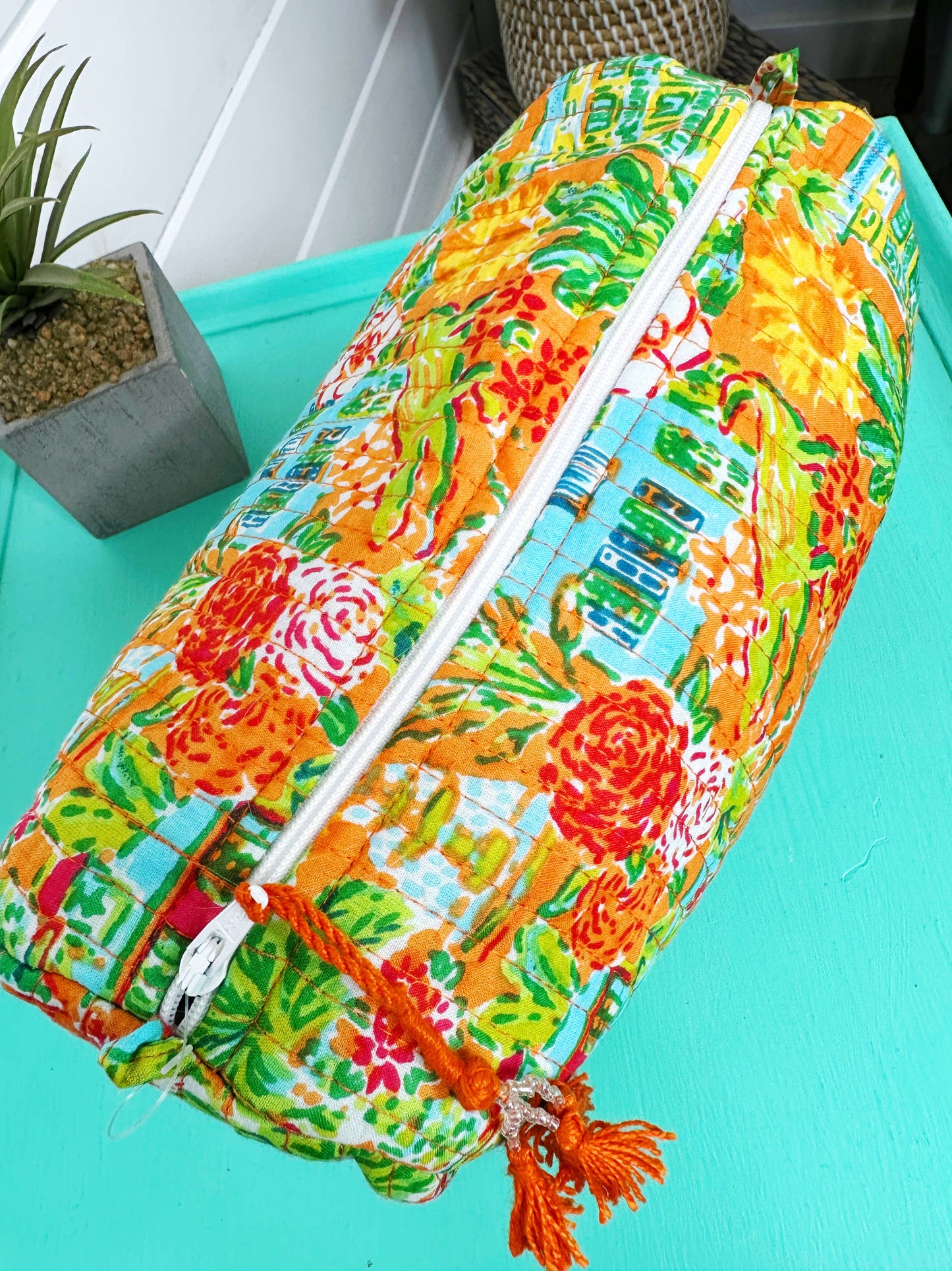 Mahjong Tote & Tile Bag Bundle | Orange Southern Town Print