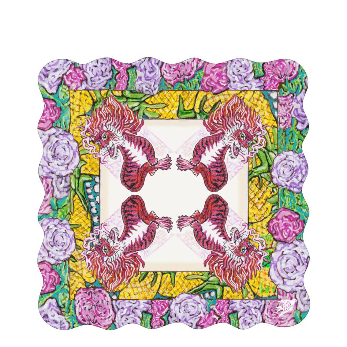 Red Dragon Scalloped | Mahjong Mat