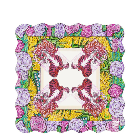 Red Dragon Scalloped | Mahjong Mat