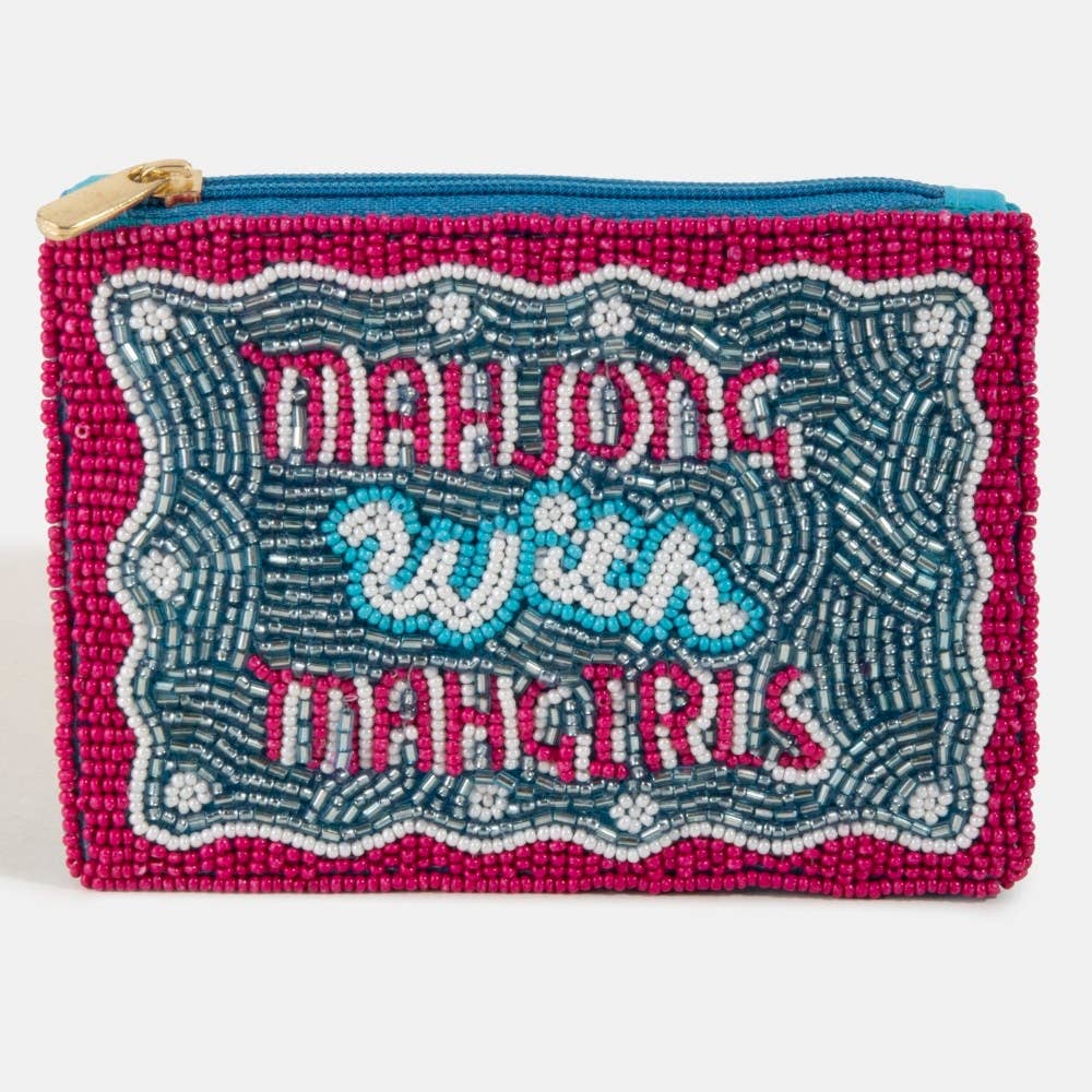 Mahjong With Mahgirls Seed Beaded Coin Purse: MULTI