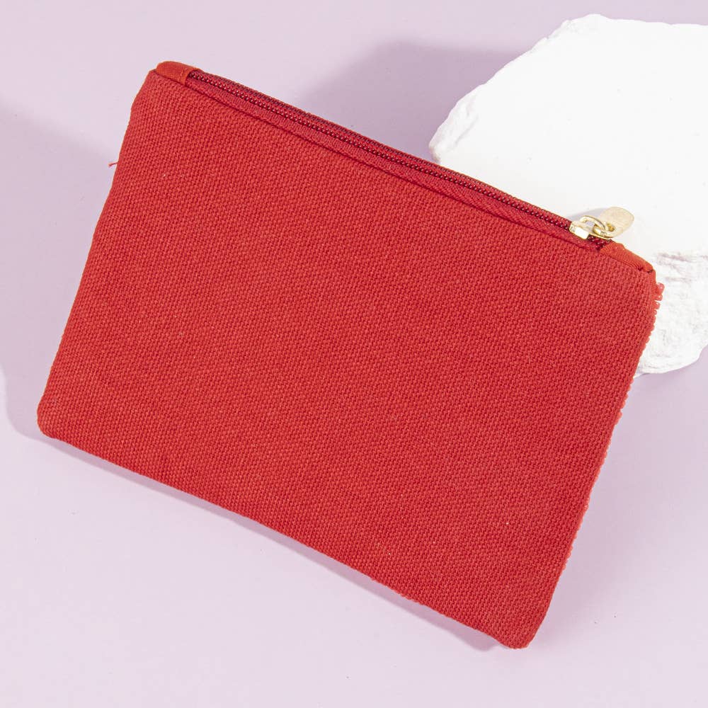 Mahjong Queen Seed Bead Coin Purse: RED