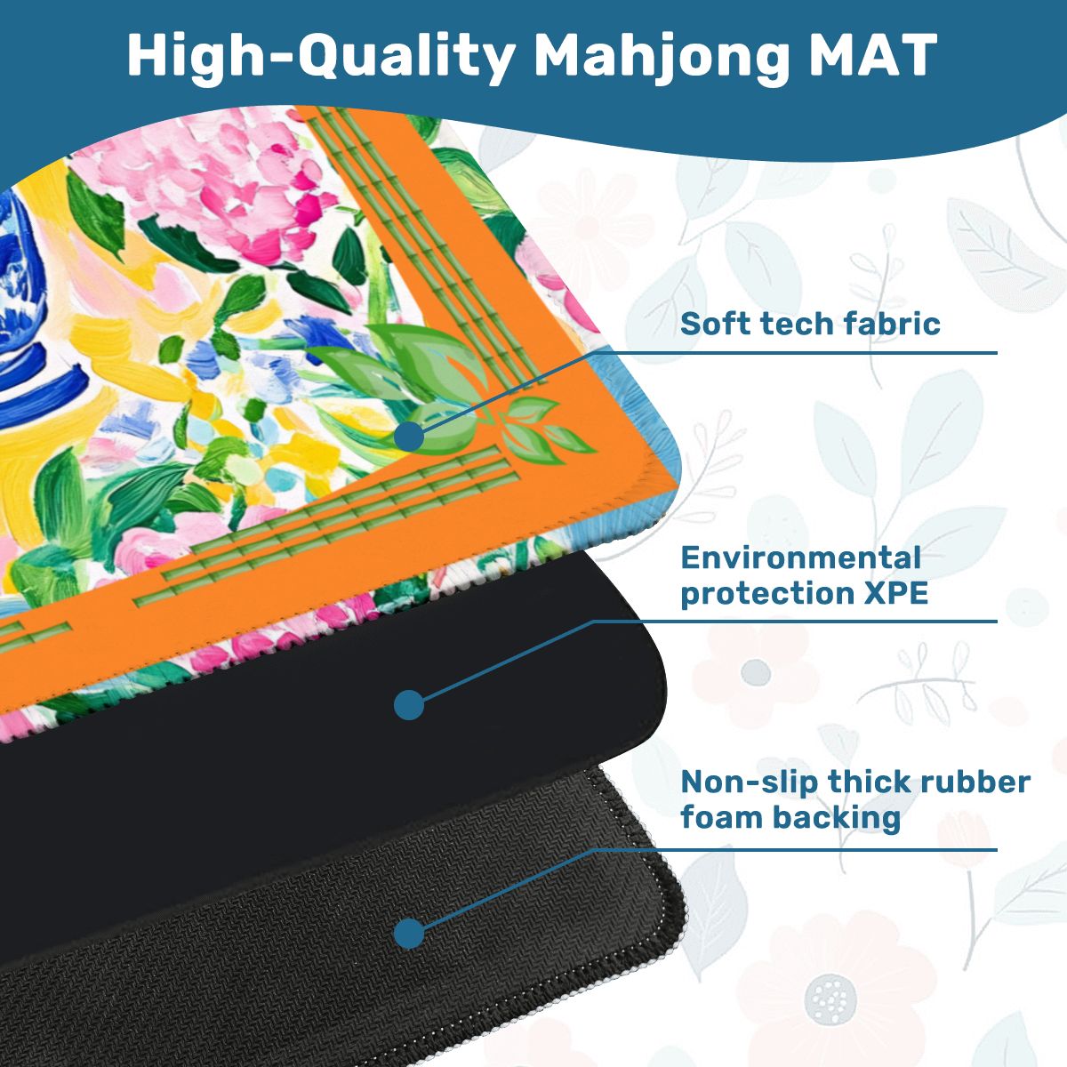 Mahjong Mat | Citrus Chinoiserie Orange & Blue