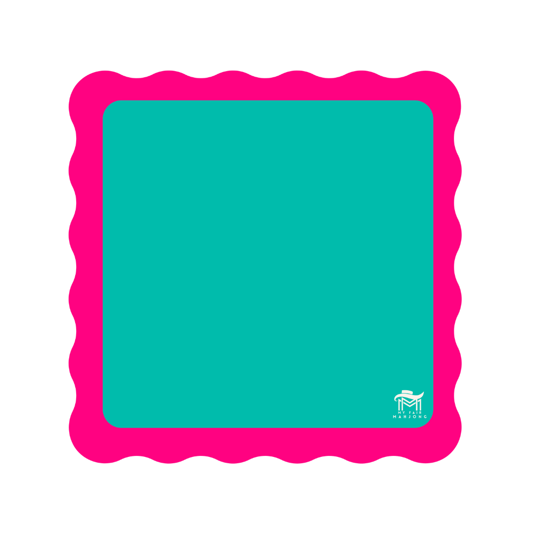 Mahjong Mat | Color Wave Green Center Pink Scallop
