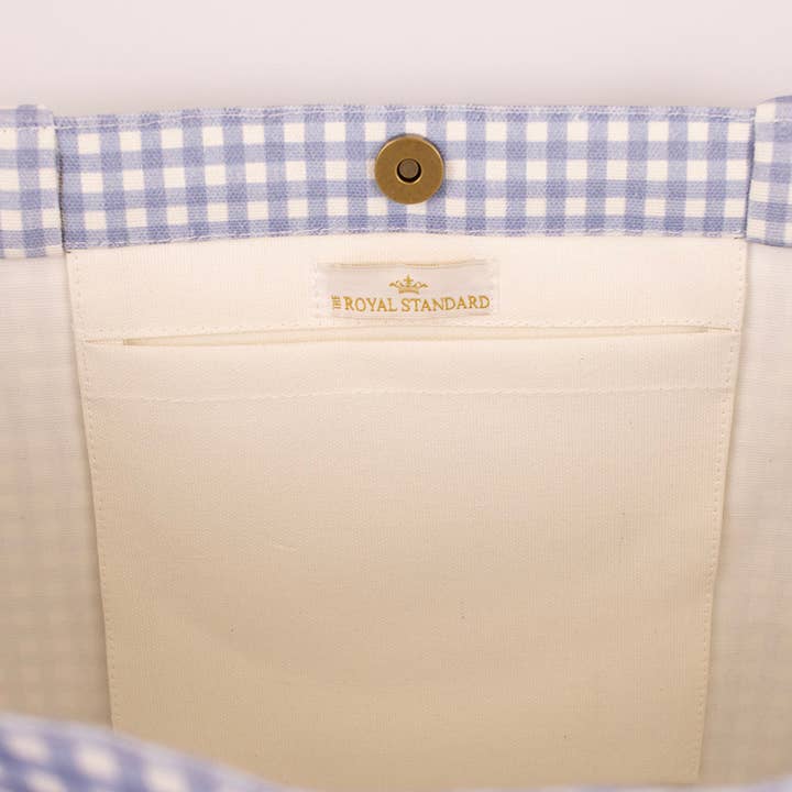 Mahjong Tote Bag | Gingham Classic White & Blue