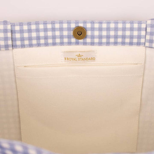 Mahjong Tote Bag | Gingham Classic White & Blue