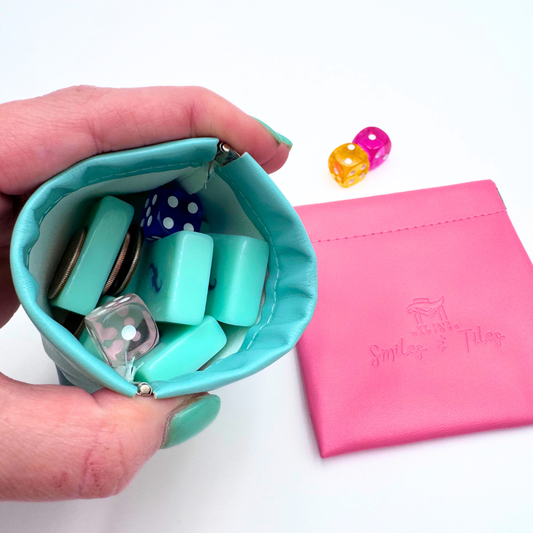 Mahjong Coin & Extra Tile Pouch | Pink Faux Leather