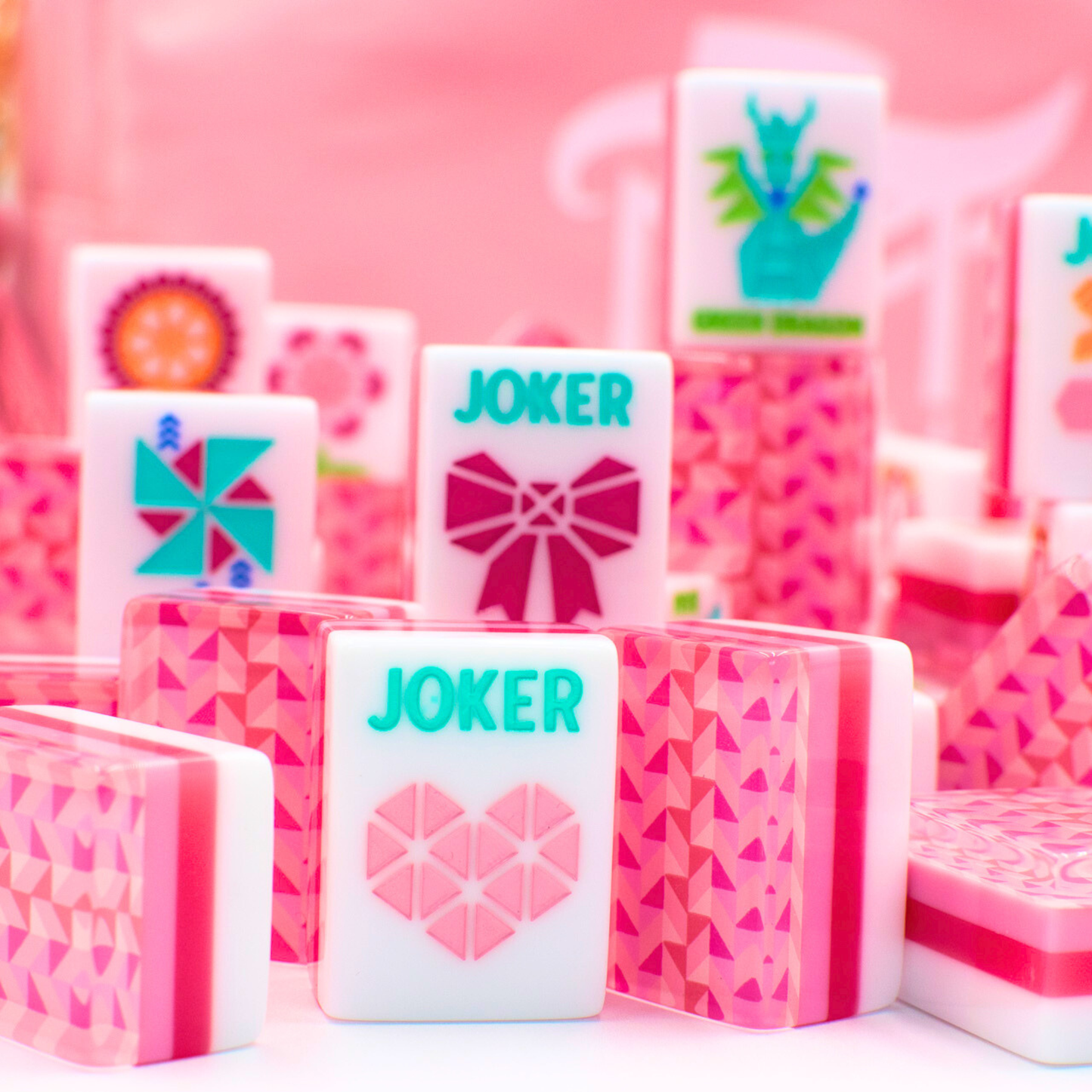Mahjong Tile Set | Crystal Prism Pink