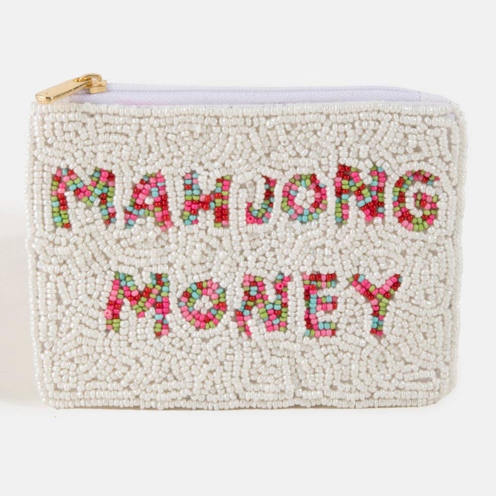 Mahjong Money Seed Beaded Coin Purse: MULTI
