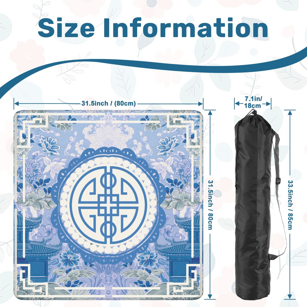 Mahjong Mat | Blue Chinoiserie Moon Garden