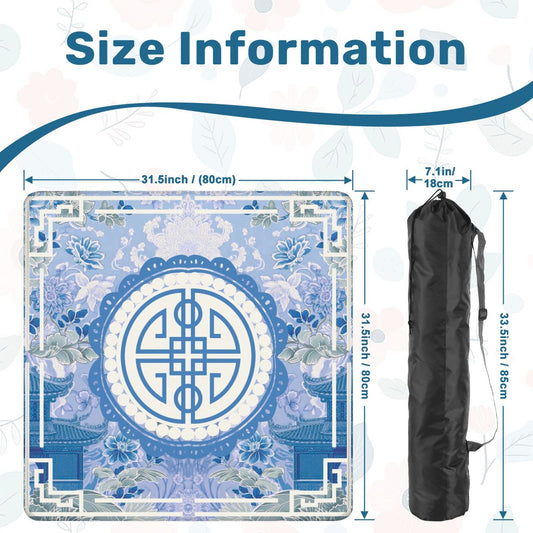 Mahjong Mat | Blue Chinoiserie Moon Garden