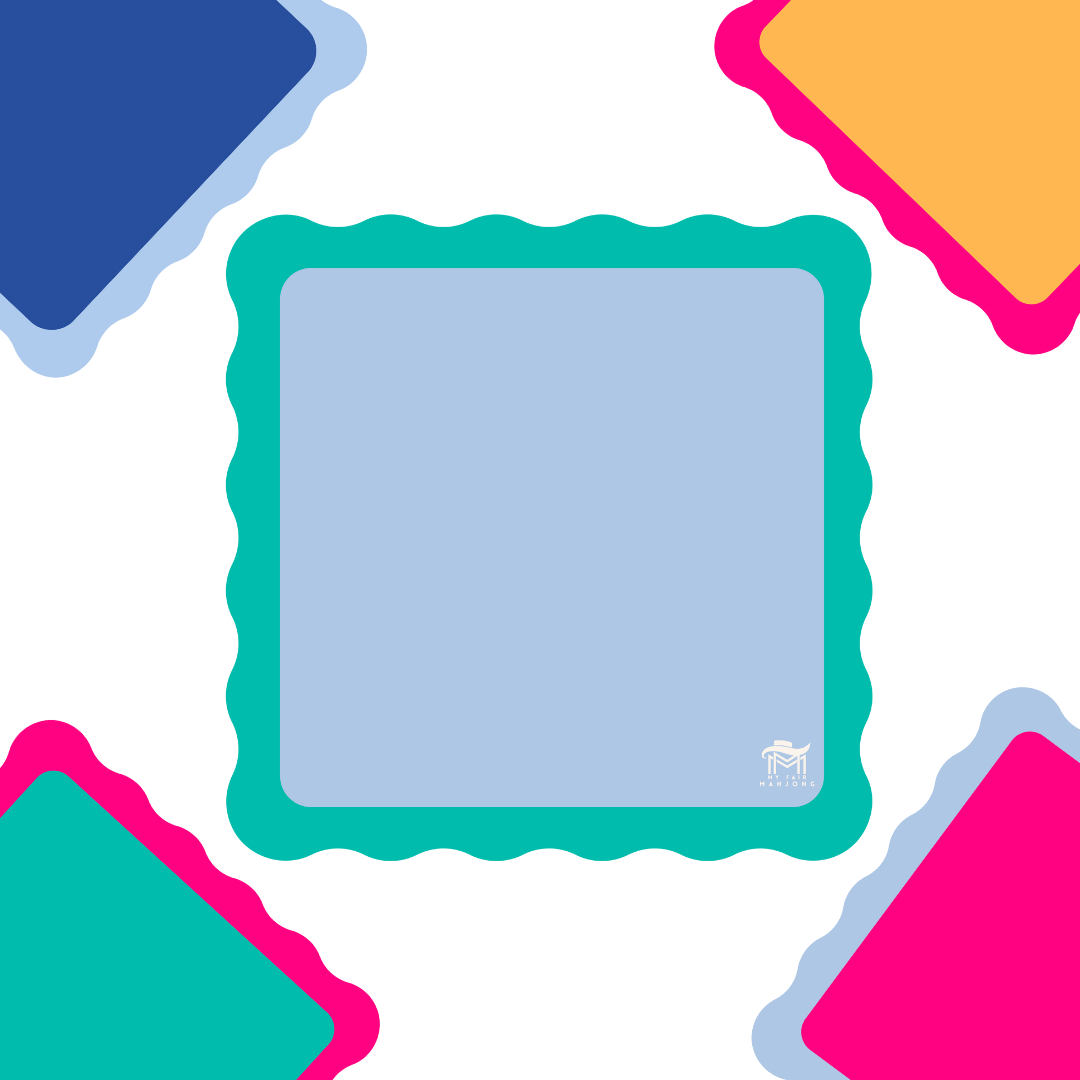 Mahjong Mat | Color Wave Blue Center Green Scallop