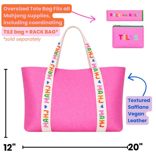 Mahjong Tote Bag | Pink Vegan Leather