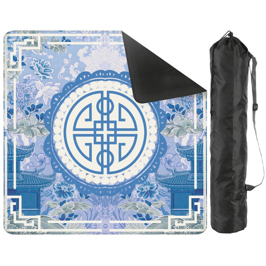 Mahjong Mat | Blue Chinoiserie Moon Garden