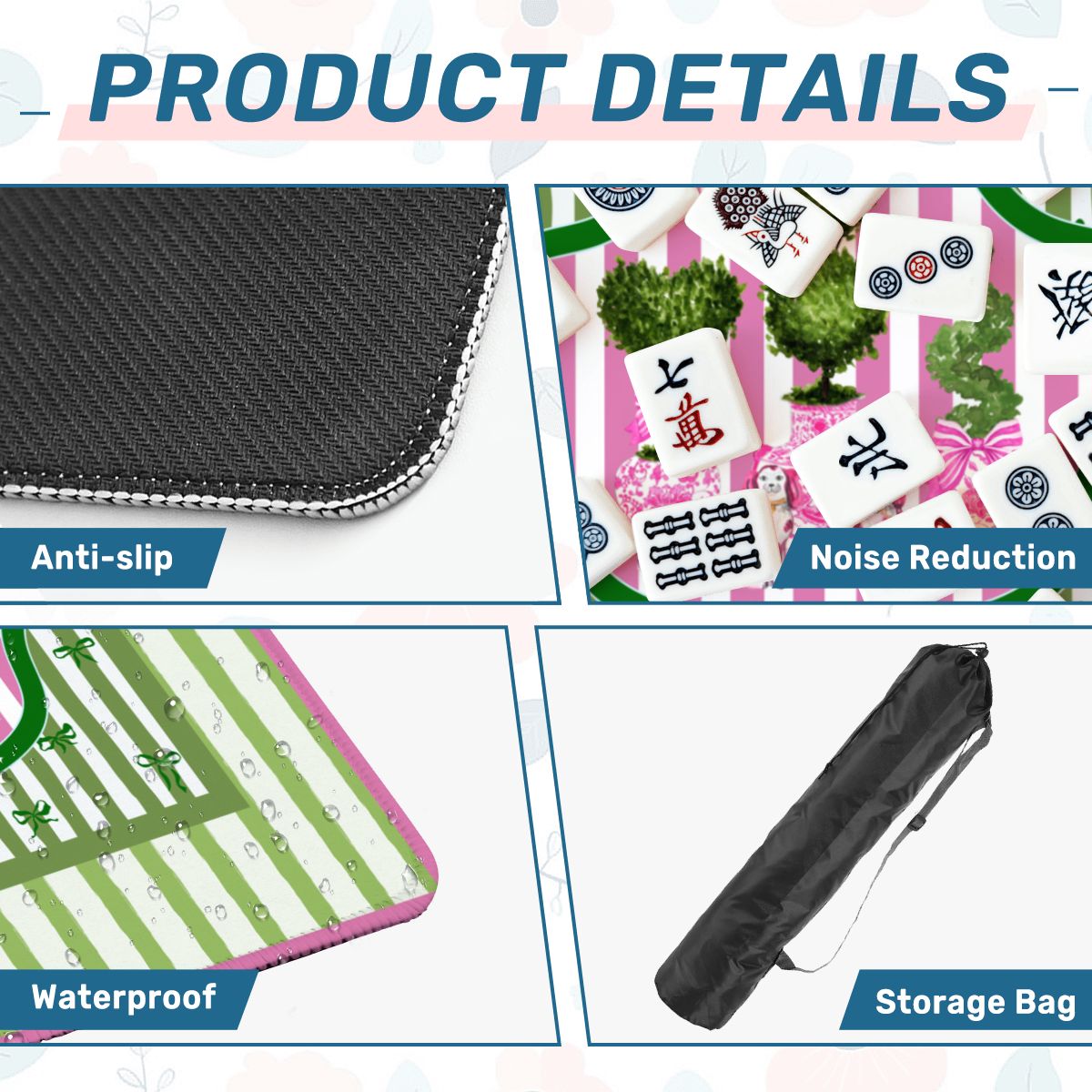 Mahjong Mat | Green & Pink Staffordshire Chinoiserie