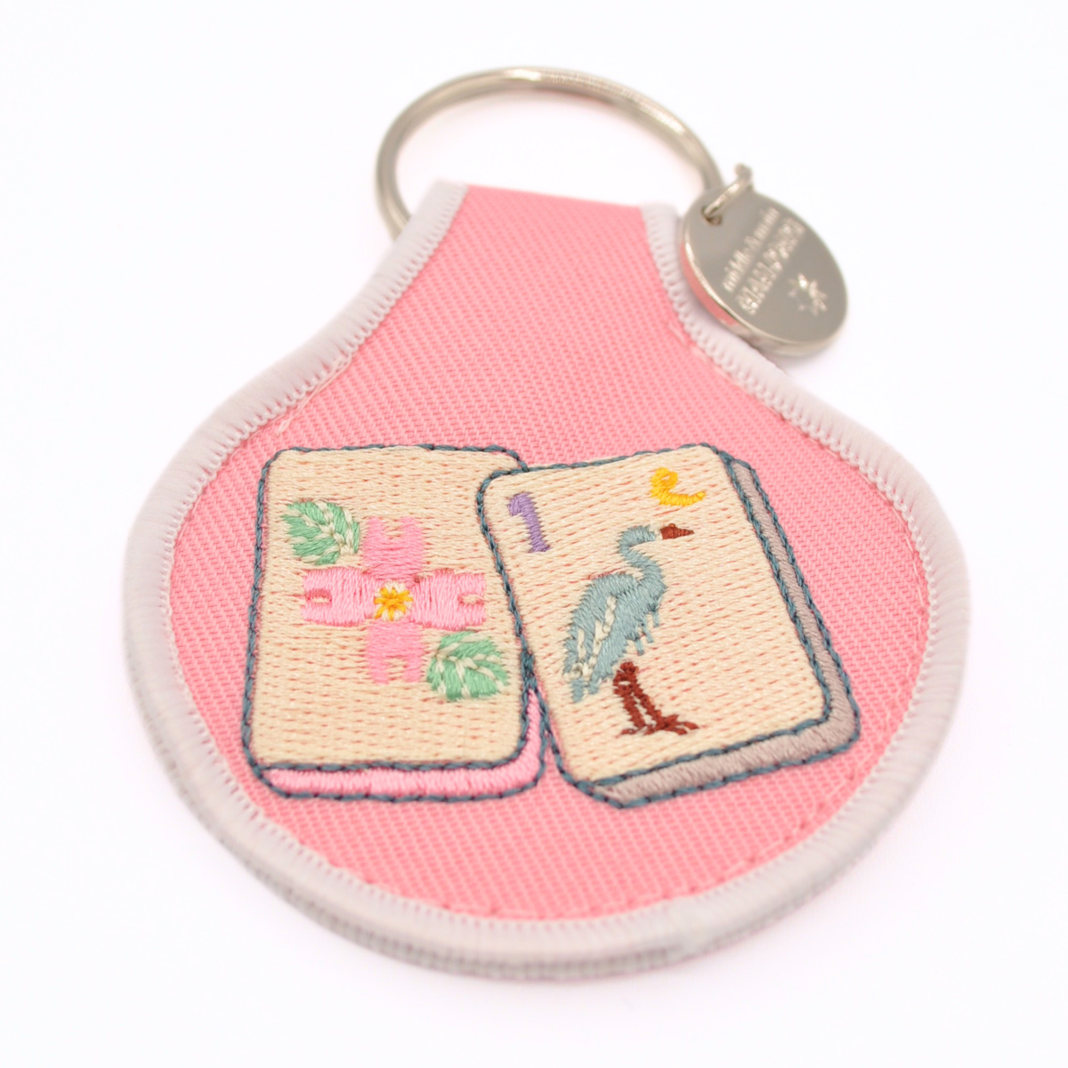 Blossom & Bird Tile Embroidered Keychain: Default Title