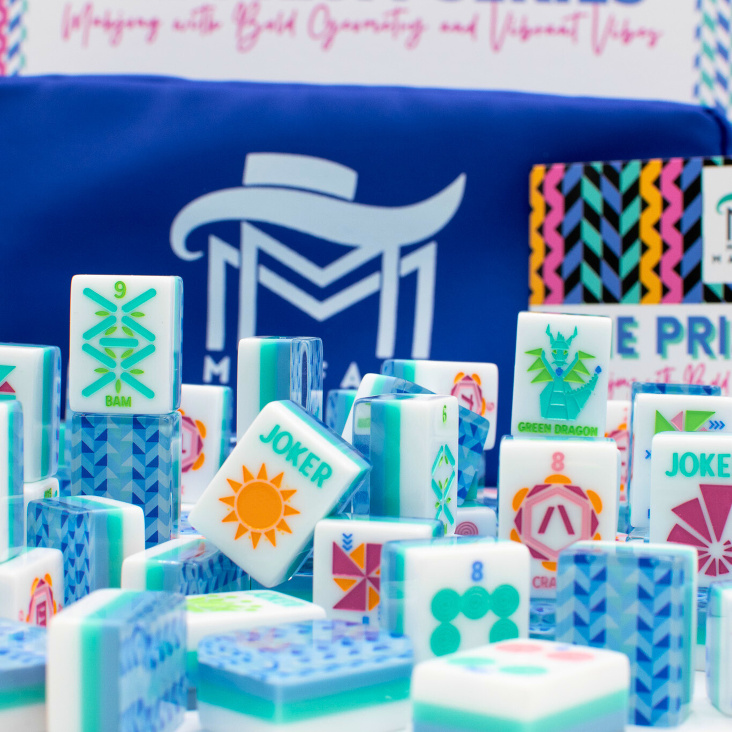 Mahjong Tile Set | Crystal Prism Blue