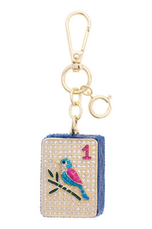 Mahjong Bag Charm | One Dot White & Blue