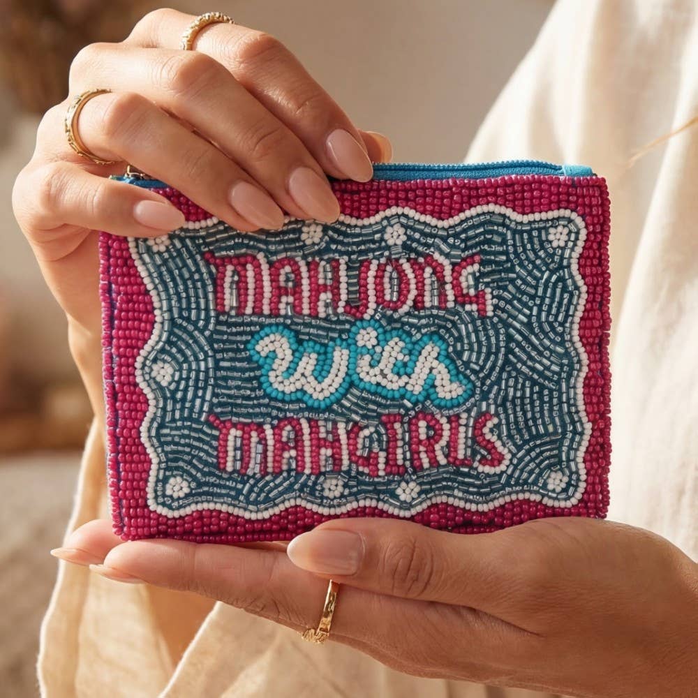 Mahjong With Mahgirls Seed Beaded Coin Purse: MULTI