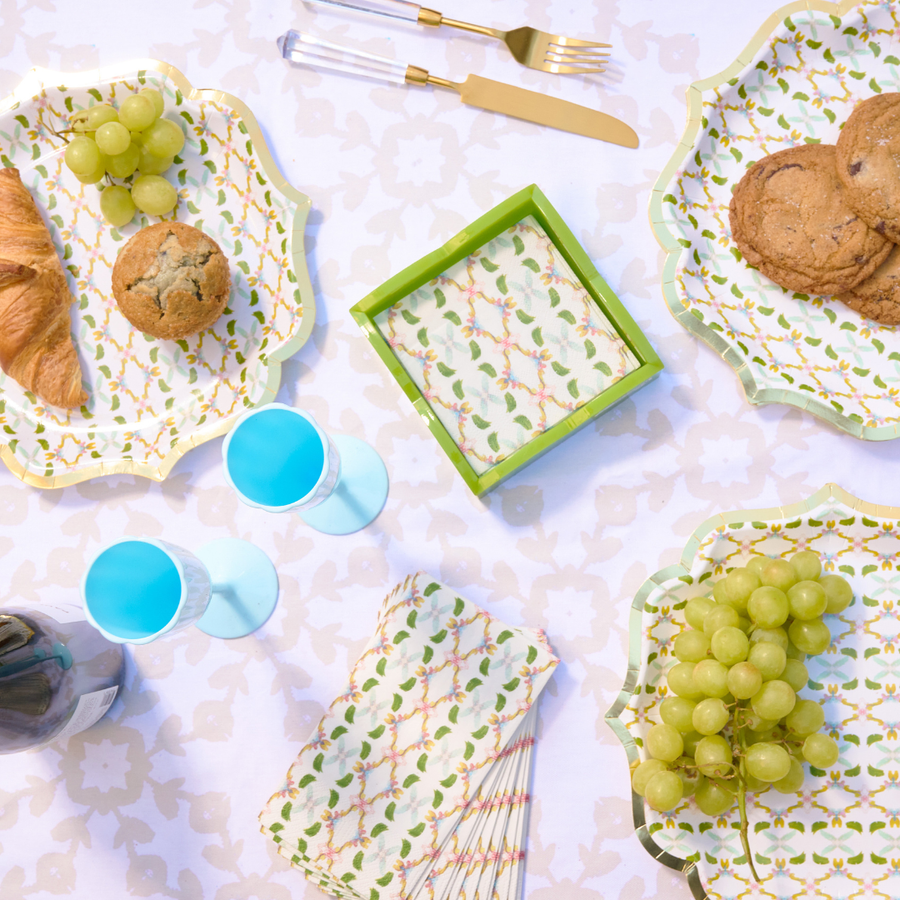 Green Palm Acrylic Scalloped Cocktail Napkin Holder