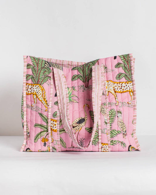 Mahjong Tote Bag | Liana Quilted Pink Multi