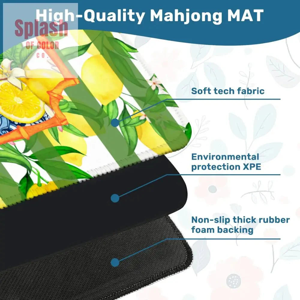 Mahjong Mat | Lemon Zest Green Stripe