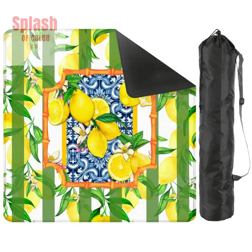 Mahjong Mat | Lemon Zest Green Stripe
