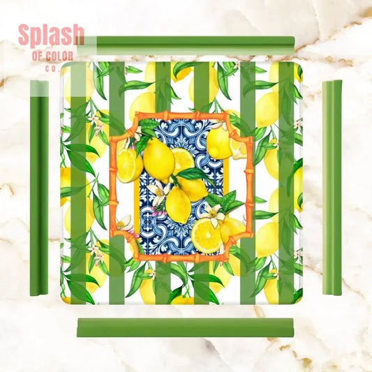 Mahjong Mat | Lemon Zest Green Stripe