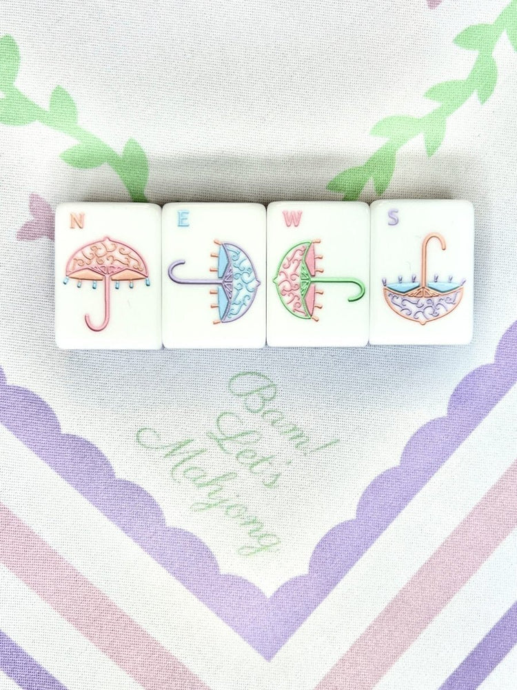 Sea Glass Garden Party Mahjong Tile Set | Hand-Painted Acrylic | Mat & Shufflers Included