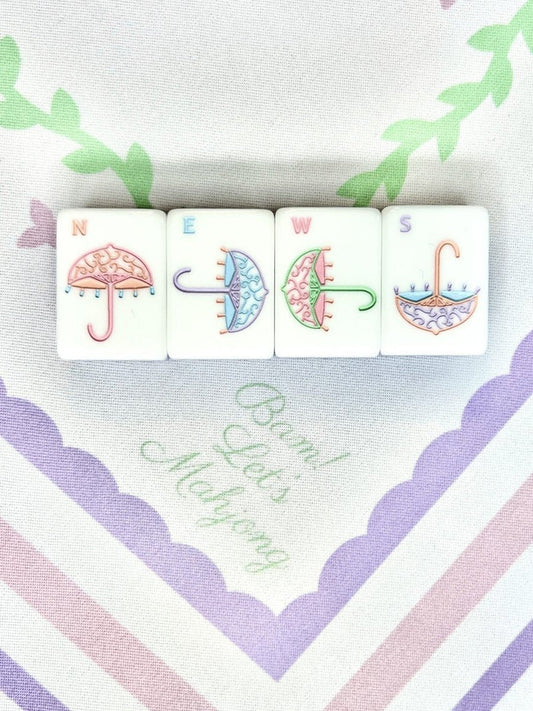 Sea Glass Garden Party Mahjong Tile Set | Hand-Painted Acrylic | Mat & Shufflers Included
