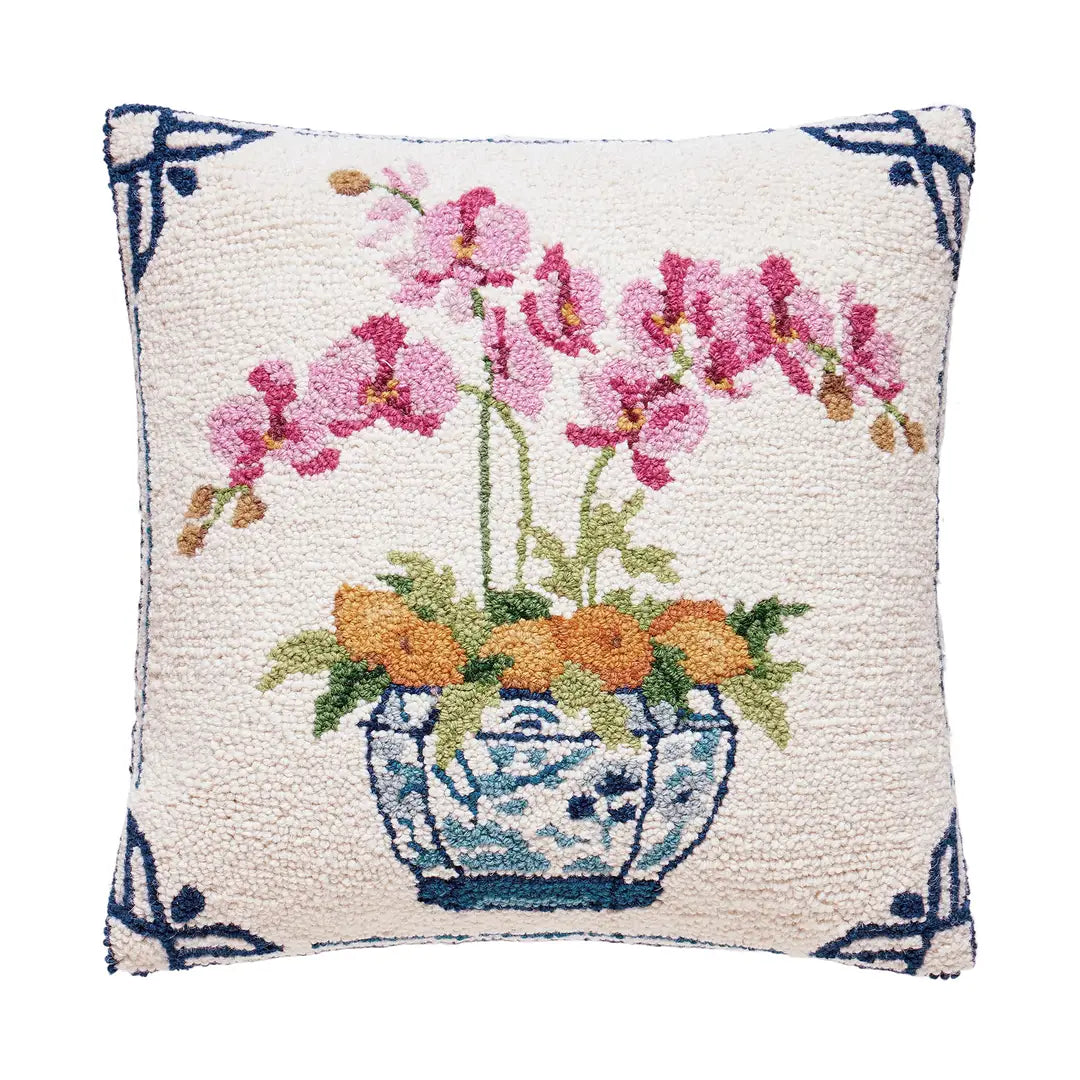 Mahjong Hook Pillow | Oranges and Orchids