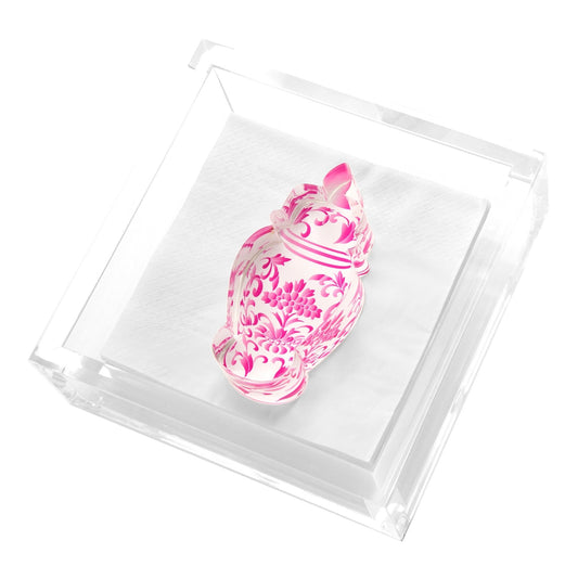 Pink Ginger Jar Acrylic Cocktail Napkin Holder
