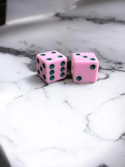 Mahjong Dice Set | Light Pink & Dark Green